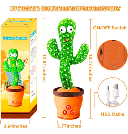 Rechargeable Toys Talking Cactus Baby Toys for Kids Dancing Cactus Toys Can Sing Wriggle & Singing Recording Repeat What You Say Funny Education Toys for Children Playing Home Decor for Kids