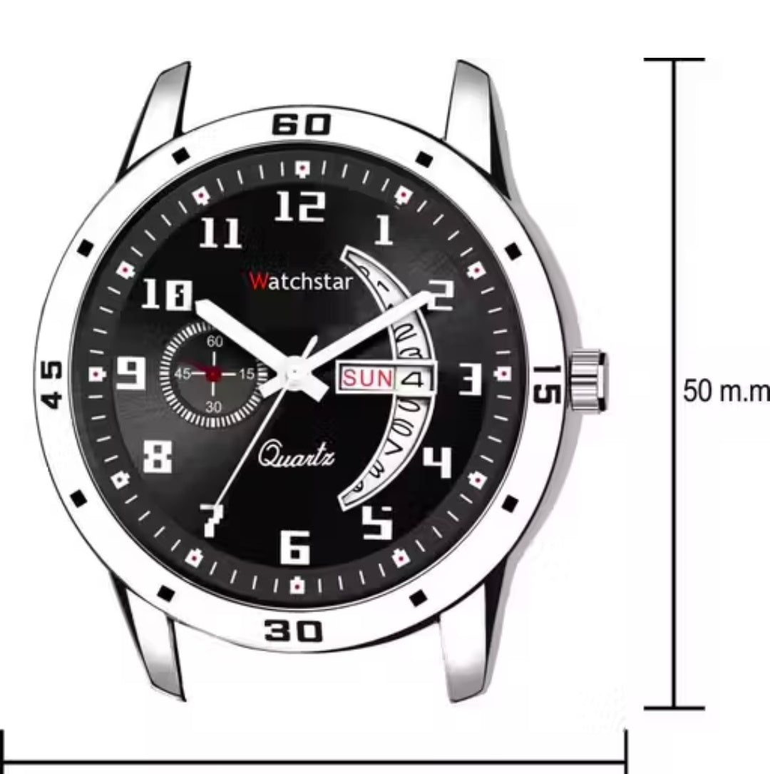 Stainless Steel Strap Day Date Analog Watch for Men