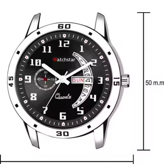 Stainless Steel Strap Day Date Analog Watch for Men