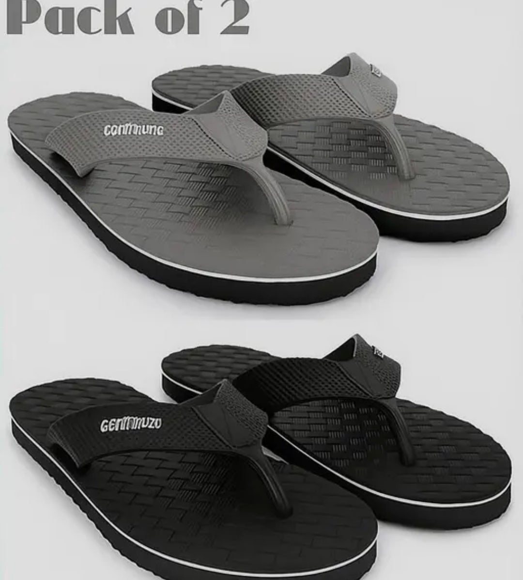 Pack of 2 Men Slipper black colour & grey colour comfort and trendy slipper For Men's