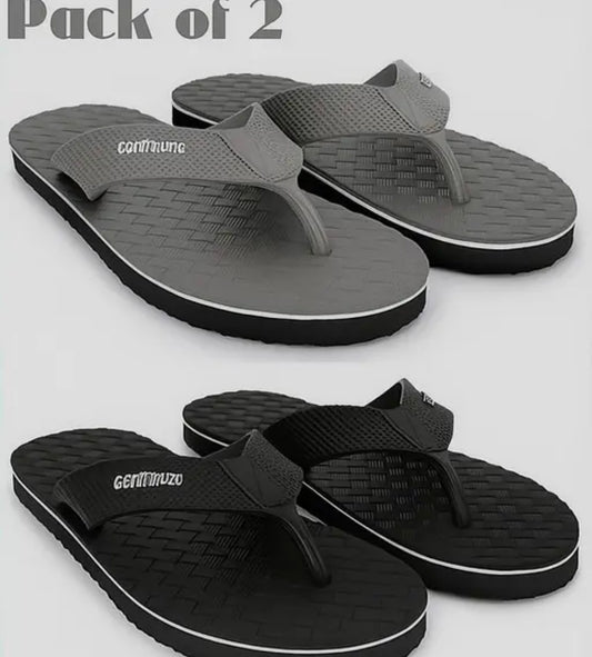 Pack of 2 Men Slipper black colour & grey colour comfort and trendy slipper For Men's