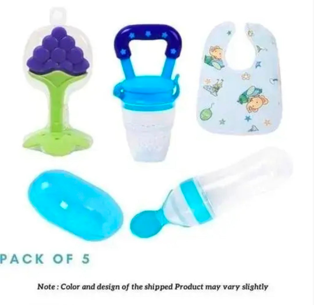 Baby feeding combo baby spoon fruit feeder bib finger brush teether bottle brush