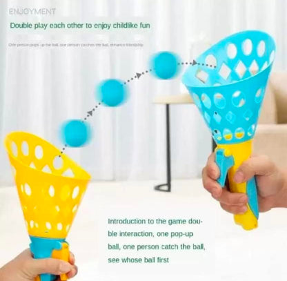 Click and Catch Twin Ball Launcher Game with 3 Balls Indoor Outdoor Toy Set, Pop & Catch Ball Play Fun Boys & Girls