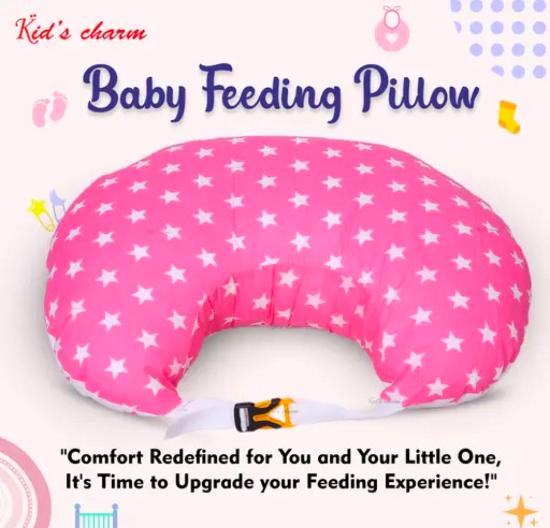 Kid's Charm Milky Star Portable 5 in 1 Baby Breast Feeding Pillow for New Born Baby | Infant Baby Nursing Feeding Pillow for Breastfeeding with Removable Cover, Cotton Pillow (blue)