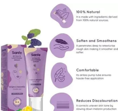 Sanfe Intimate Lightening Serum | For Dark Underarms, Inner Thighs, Knees And Bikini Area No Irritation (Lavender and Chamomile ) 100 ml Wash|Vagina Wash Pump|
500+ bought in past month
