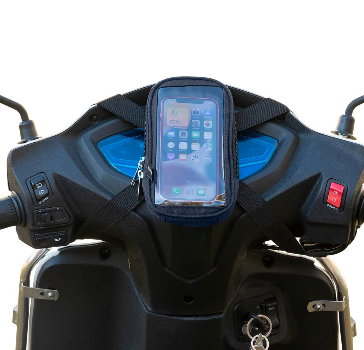 Polyester Handlebar Universal Mobile Holder Mount Pouch Bag Waterproof for All Scooter Scooty Bike Fit 7 inches Phone (Black)