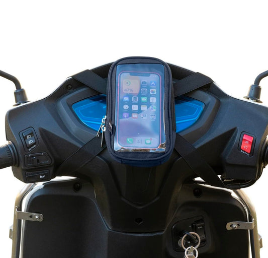 Polyester Handlebar Universal Mobile Holder Mount Pouch Bag Waterproof for All Scooter Scooty Bike Fit 7 inches Phone (Black)