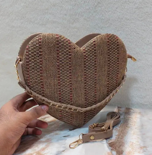 Heart Shaped Sling Bag For Women & Girls With Shoulder Belt