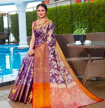 Kanjeevaram Silk Purple saree with blouse