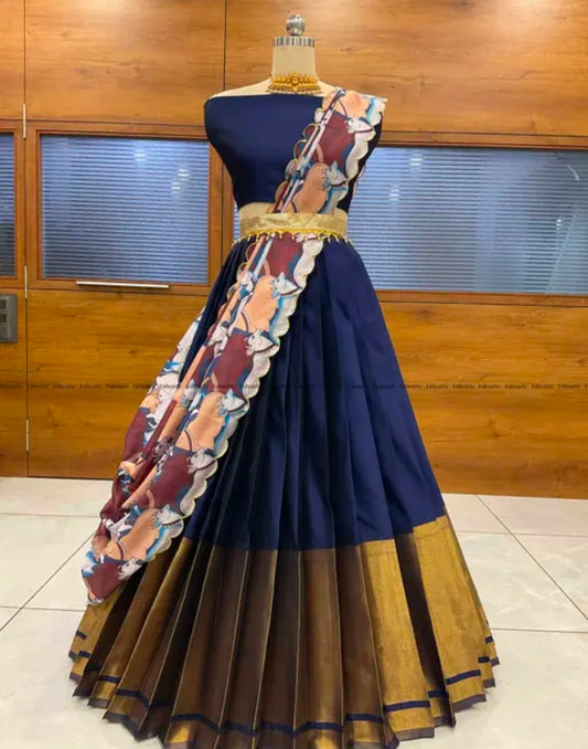 Trendy Traditonal Semi-Stitched Half Saree for Women