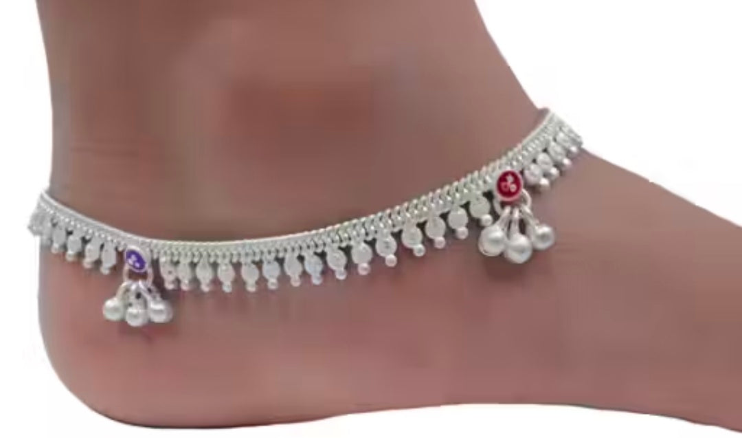Sanwariya Anklets Pajeb Kolapuri Design Anklet for Women and Girl in 10.5 inches size.with free Toe Rings chutky