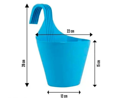 PACK OF 10 - hook plastic hanging pots ( multicolour) |flower hanging pots for home/balcony garden |hanging planters plastic pots indoor and outdoor pots, railing pots, balcony pots hanging basket pots for home plants |hooked hanging pots