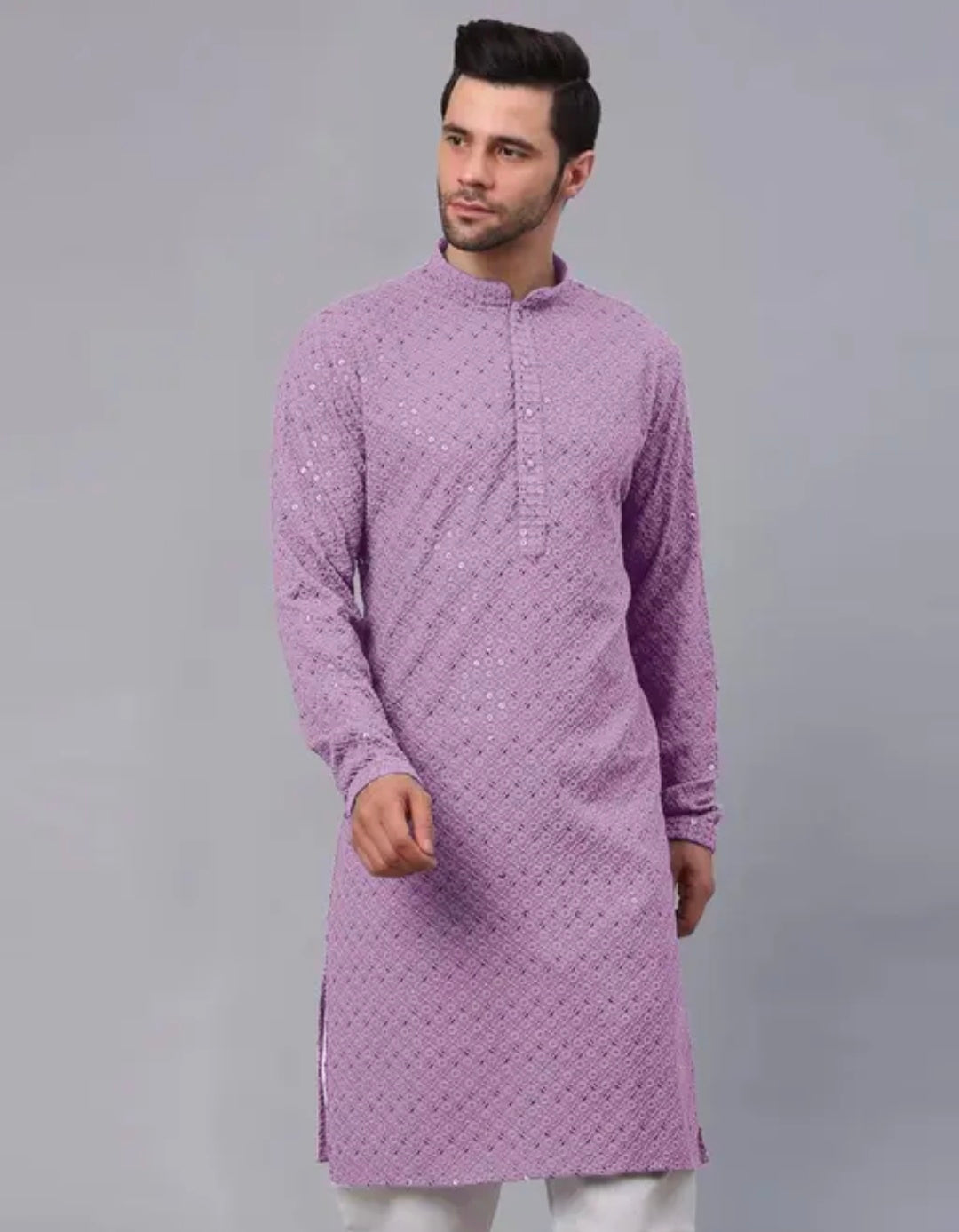 Lavender Kurta Set for men || Cotton Kurta Set for Men ||Mirror Work Kurta Set || Lucknowi Kurta Set for Men || Kurta Set for men || Wending Kurta