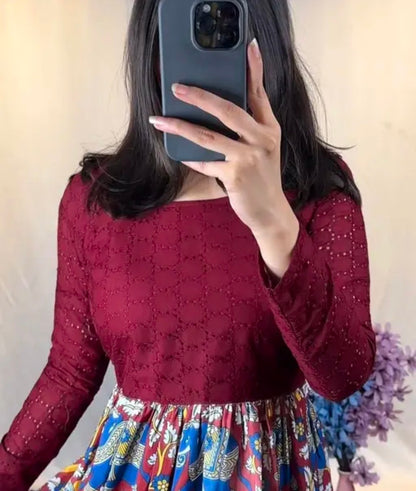 Introducing Traditional Wear Anarkali Kalamkari Print Kurti