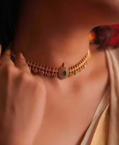 Premium Quality Matte Finish AD Stone Necklace With Earing