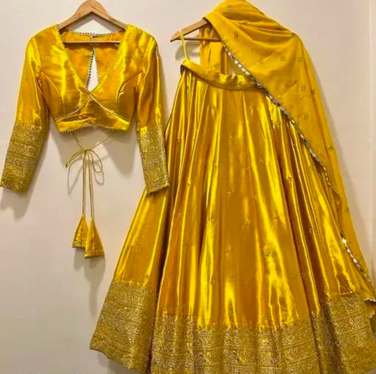 Yellow Color Heavy Work Marriage Special Lehenga Choli