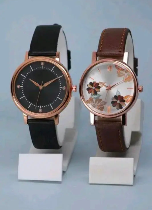 Best Quality Festive Season Flower Designer Round Dial Attractive Leather Belt Women Watches Combo Pack of 2 Watches combo for women stylish girl watches combo pack of 2 analog watches combo wrist watches combo watches for girls stylish watches Set