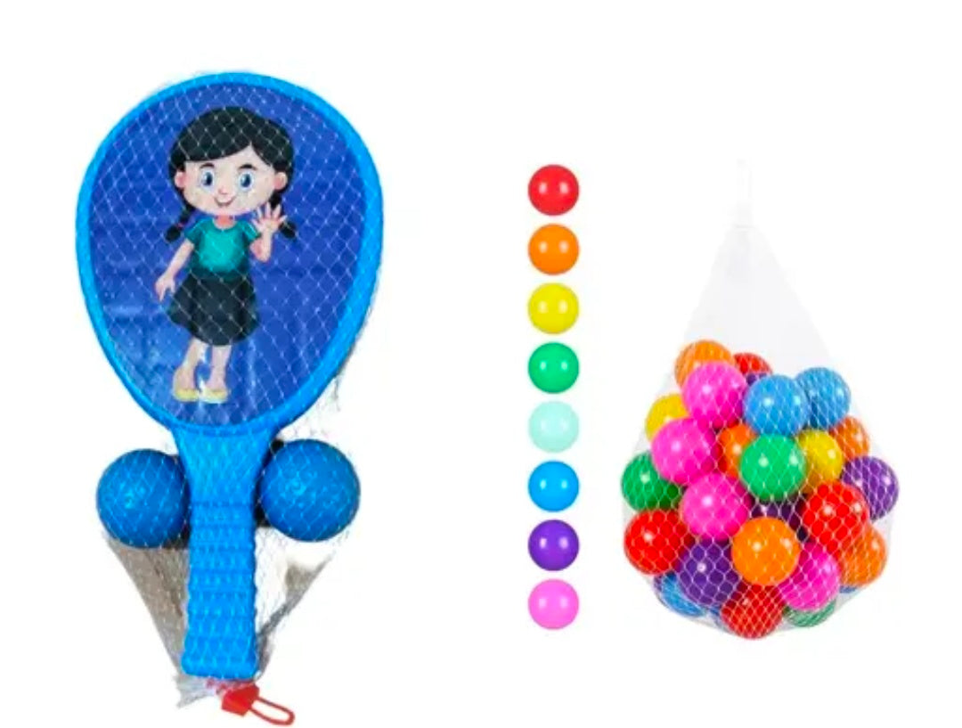 baby 12 BALLS and BATMITTION SET Premium Multicolour Balls for Kids Pool Pit/Ocean Ball Without Sharp Edges Soft Balls for Toddler Play Tents & Tunnels Indoor & Outdoor Bath Toy (Colour and pattern may vary)