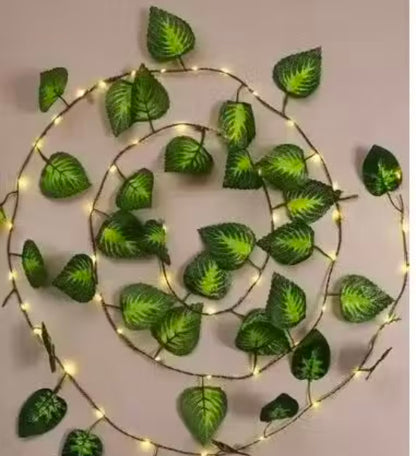 1iAM 7 feet Money Plant Home Decor String lights|battery Operated Waterproof Light| Vine Garland Hanging for Wall, Bedroom, Window, Wedding, Festival, Party ( Warm White )