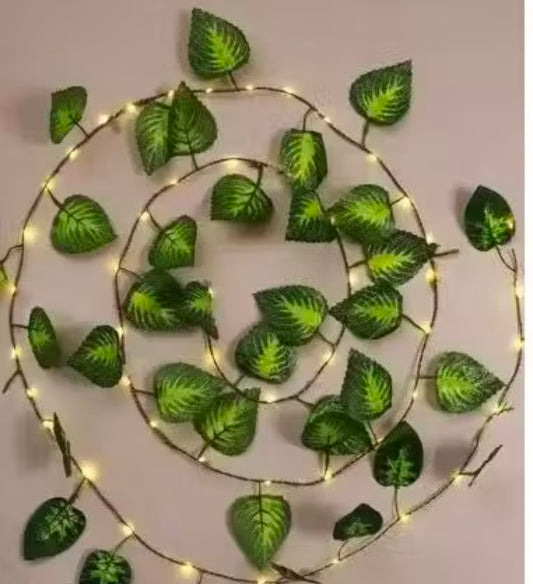 1iAM 7 feet Money Plant Home Decor String lights|battery Operated Waterproof Light| Vine Garland Hanging for Wall, Bedroom, Window, Wedding, Festival, Party ( Warm White )