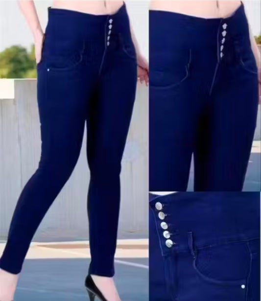 Women & Girls Denim Jeans Stretchable and Stylish Denim Jeans with Round Pocket JET BLUE 5 Buttons,jeans,top,cargo pants,baggy jeans ,bell bottom jeans,high waist jeans, ladies jeans, skinny jeans