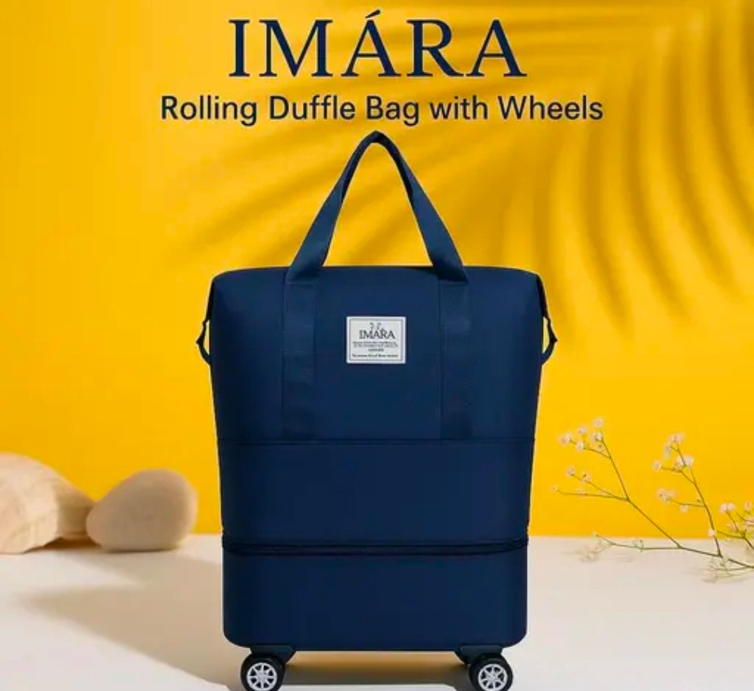 Nylon 61 Cm Travel Duffle Bag With Wheels Expandable Foldable Bag For Travel Waterproof With Rolling Detachable Wheels