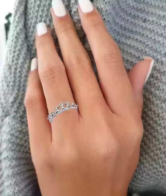 CZ Jewellery Combo of 4 Graceful Rhodium Plated Adjustable Finger Rings Design for Girls and Women