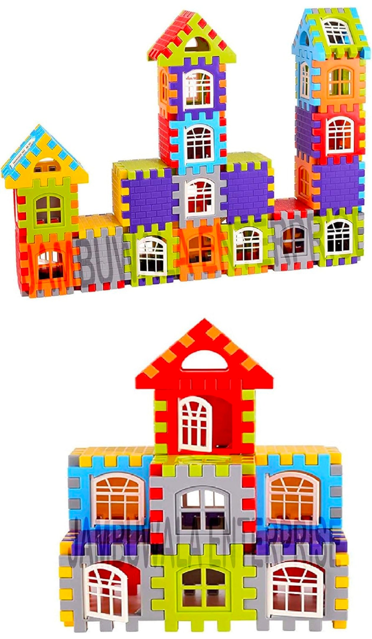 Blocks Game My Happy House 72 Pcs Toy Building Blocks with Attractive Windows and Smooth Edges Building Blocks for Kids, Block Game for Kids,Boys,Girls,Childrens