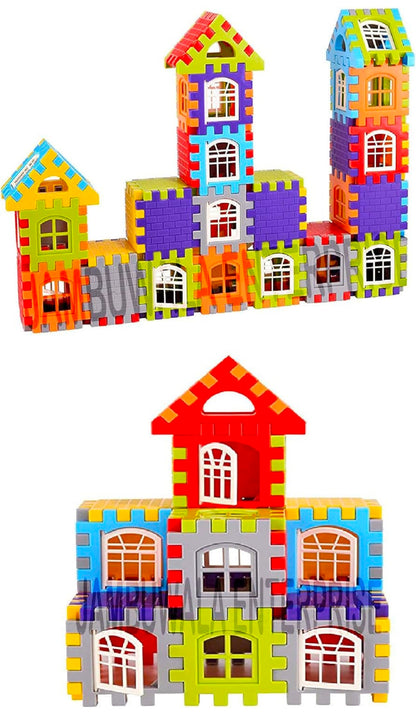 Blocks Game My Happy House 72 Pcs Toy Building Blocks with Attractive Windows and Smooth Edges Building Blocks for Kids, Block Game for Kids,Boys,Girls,Childrens