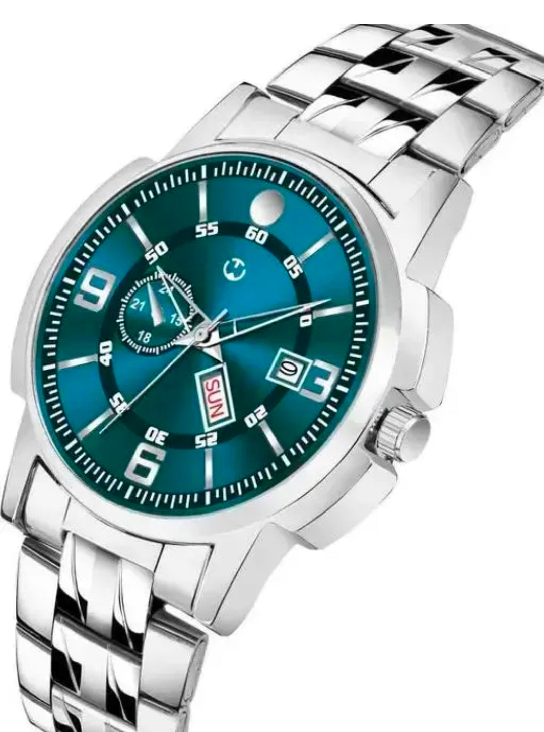 Silver Stainless Chain Green Dial Men’s & Boy’s Analog Watch