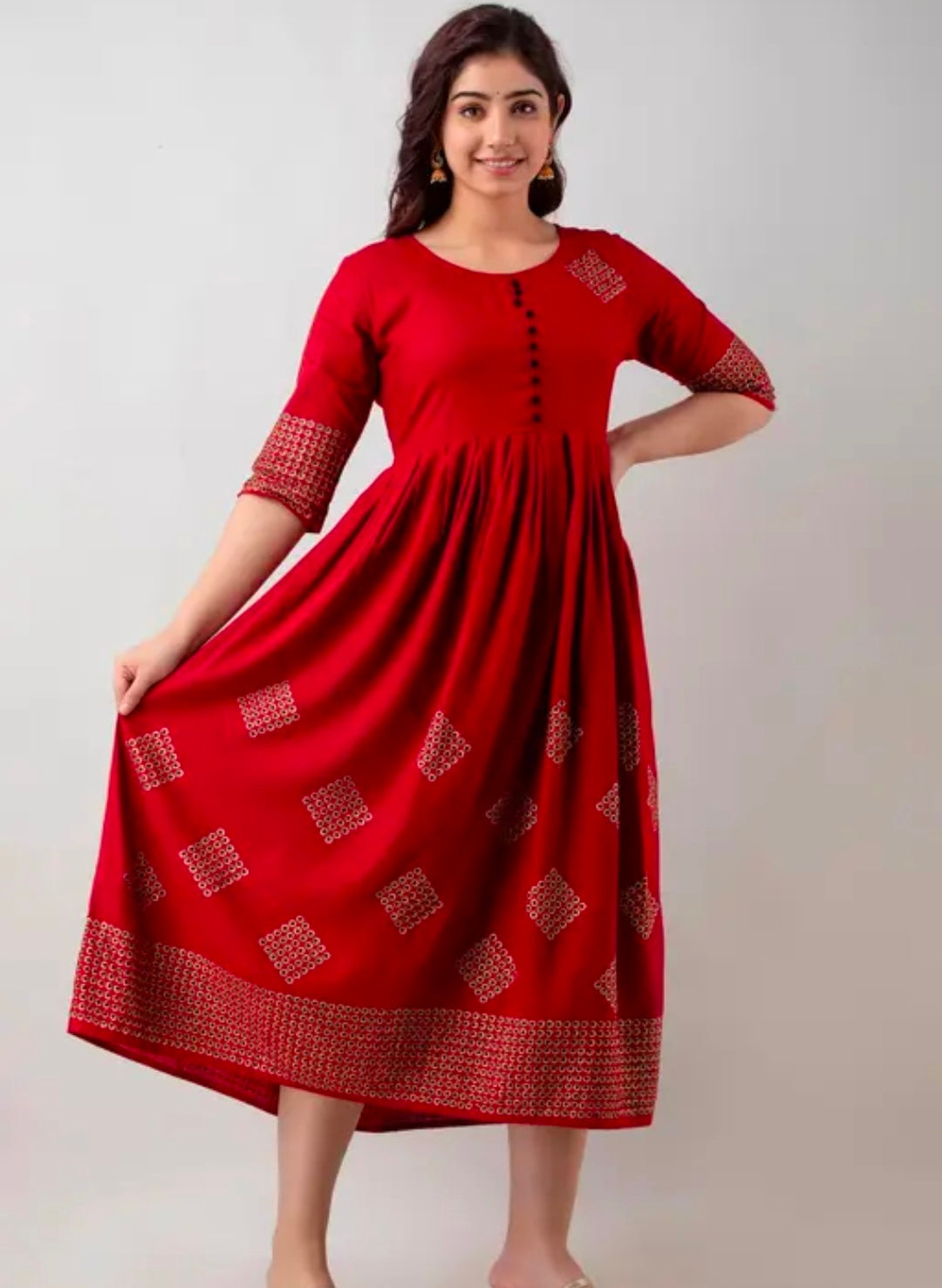 Stylish Rayon Printed Anarkali Flared Kurta