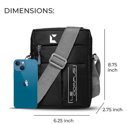 Le Corpus Polyester Stylish Small Size Padded Sling Cross Body Travel and Office Messenger Side Bag with Multi-Pocket Zip Closure For Men and Women