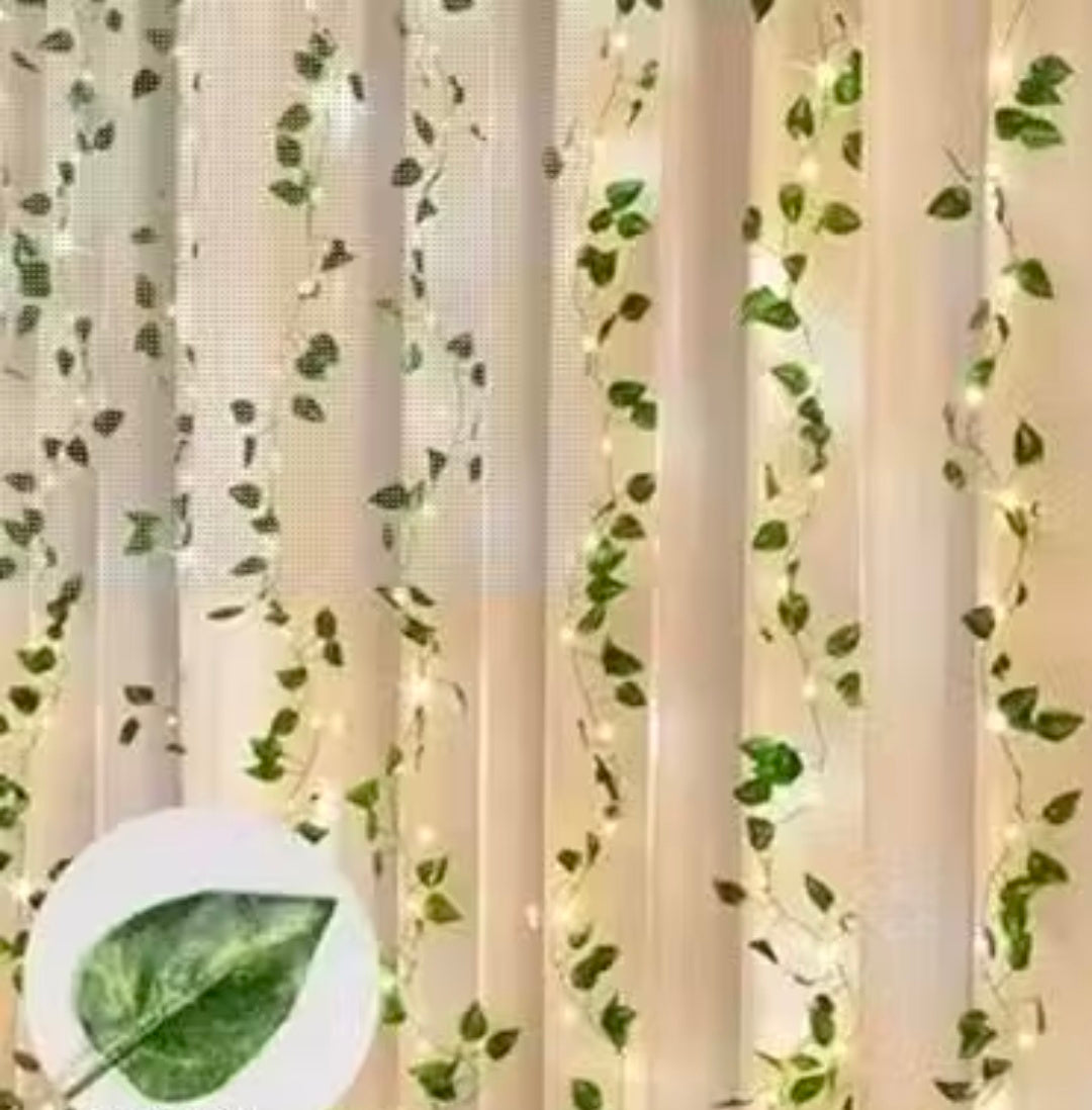 1iAM 7 feet Money Plant Home Decor String lights|battery Operated Waterproof Light| Vine Garland Hanging for Wall, Bedroom, Window, Wedding, Festival, Party ( Warm White )