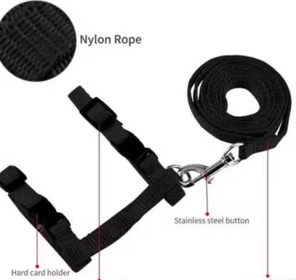 Dosan Adjustable  Black Cat Harness with Leash for All Cats & Kitten easy to fit