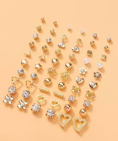 RARE 1 Jwellery for Women Girls Gold Plated Multicolour Pearl & AD Studs Combo of 30 Quirky Pairs