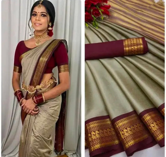 Silk Lemon Yellow Tassels and Latkans Saree With Blouse