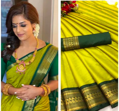 Silk Lemon Yellow Tassels and Latkans Saree With Blouse