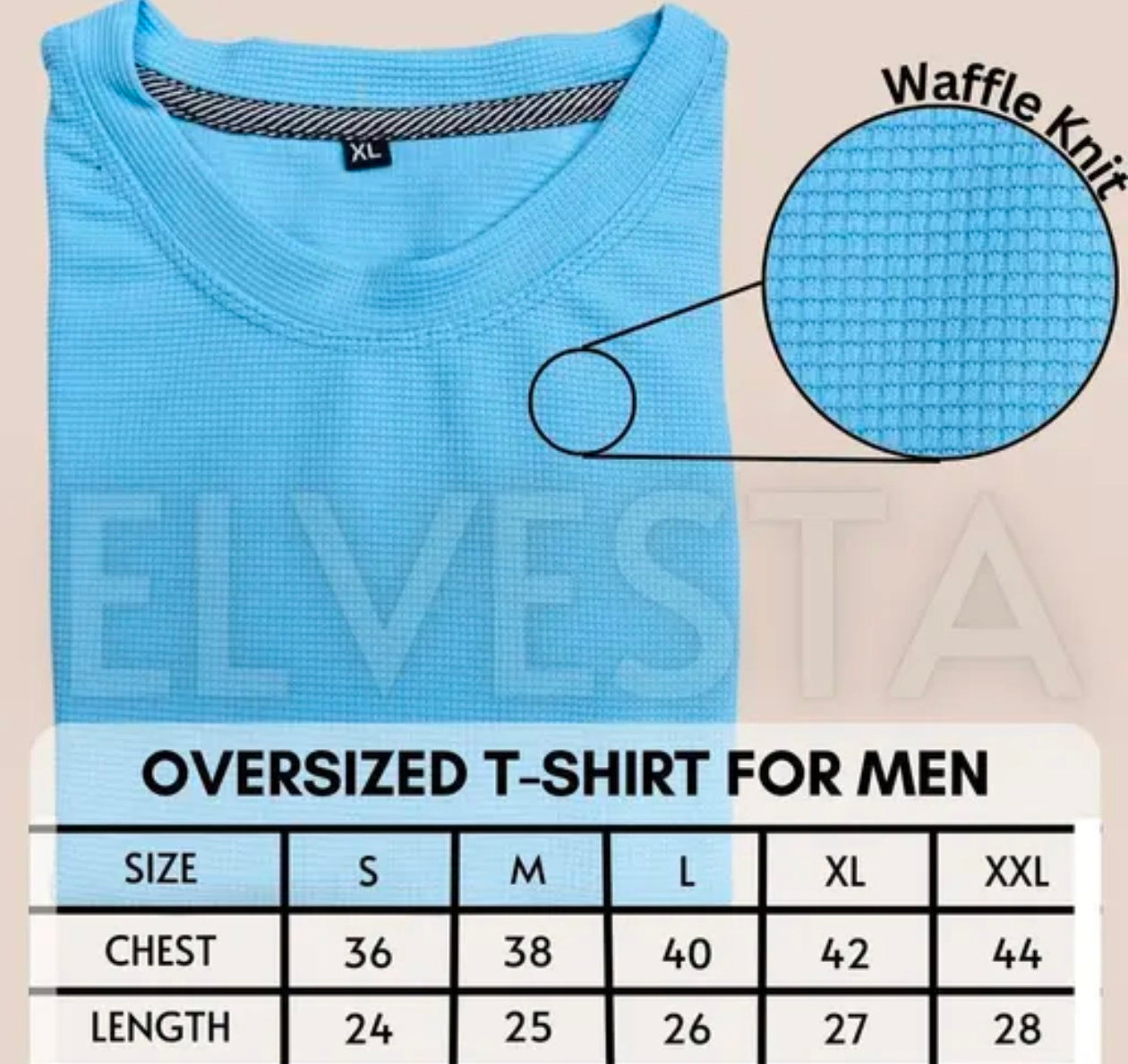 Elvesta Men's Oversized Waffle Knit T-shirt Combo Pack of 2 | Popcorn Texture