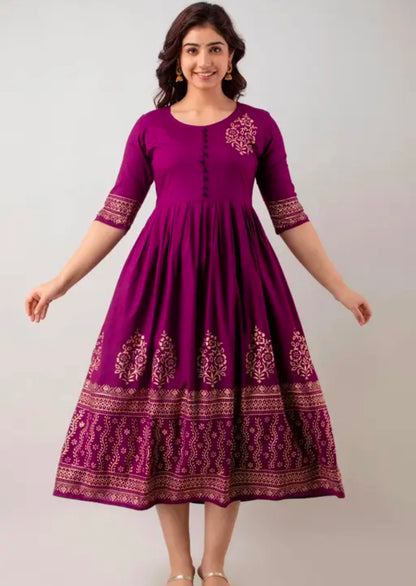 Stylish Rayon Printed Anarkali Flared Kurta