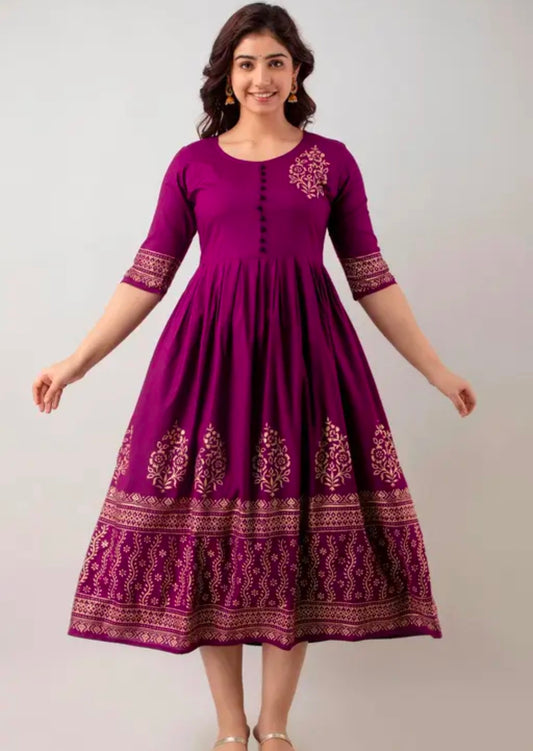 Stylish Rayon Printed Anarkali Flared Kurta