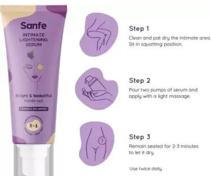Sanfe Intimate Lightening Serum | For Dark Underarms, Inner Thighs, Knees And Bikini Area No Irritation (Lavender and Chamomile ) 100 ml Wash|Vagina Wash Pump|
500+ bought in past month