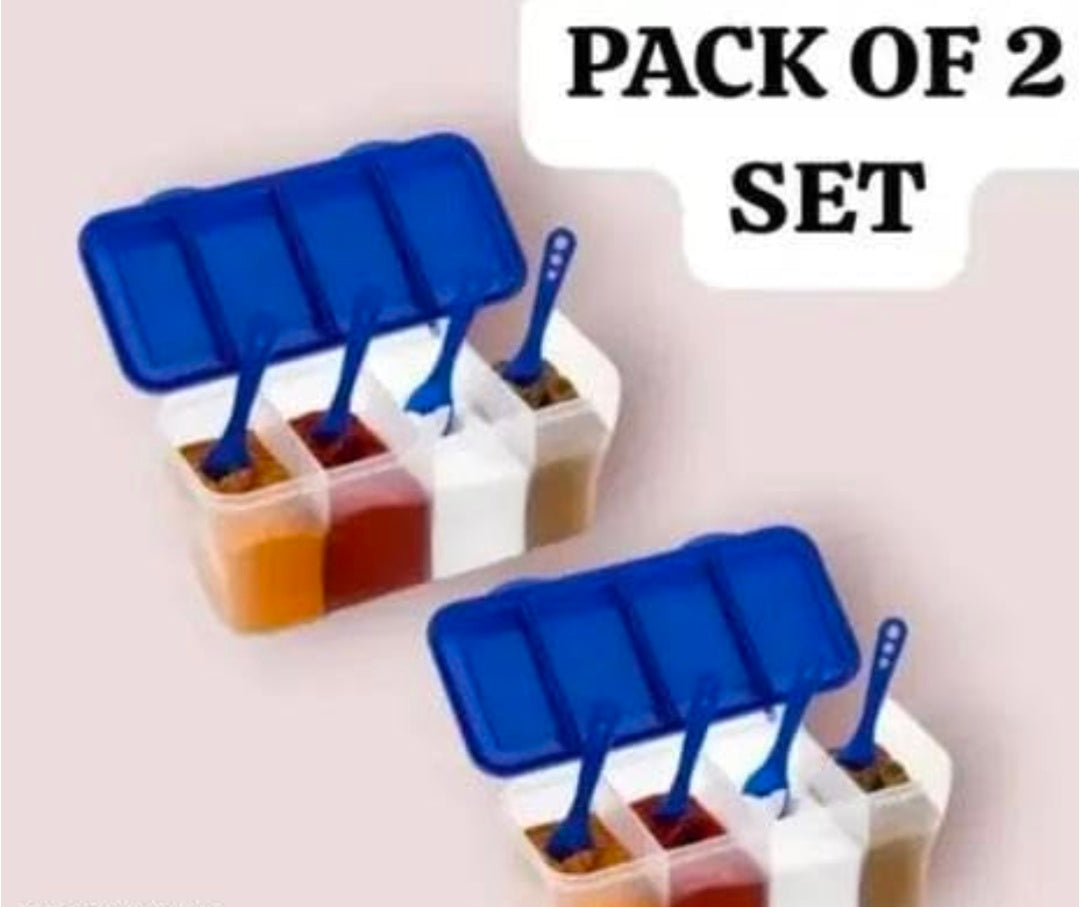 Food container set 4 in 1 transparent pack of 2 blue colour)BY 1 GATE 1 FREE
