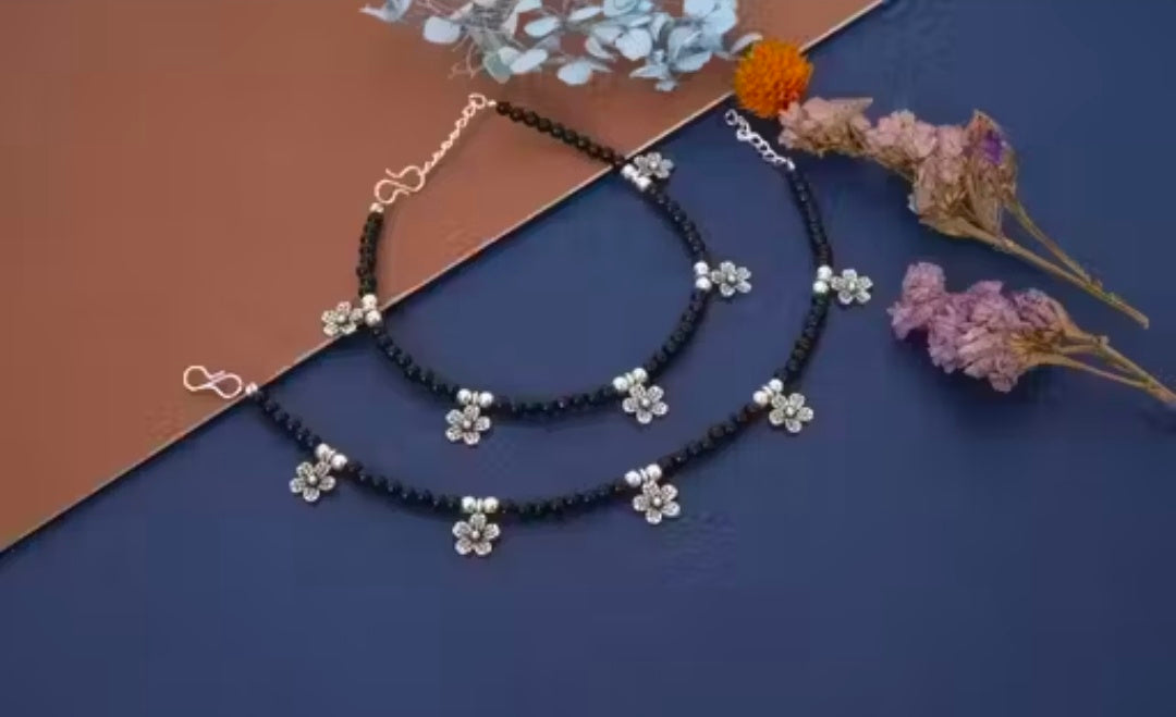 PAIR OF 2 BUTTERFLY ANKLET| Unique and Stylish Oxidized Anklet|PAYAL SILVER PLATED FULL WHITE FANCY ANkLET