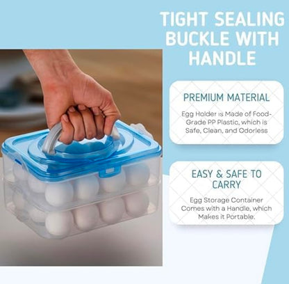 Veloxi EXIM Plastic Portable Refrigerator Egg Tray Box With Lid, Egg Tray Egg Storage Box Fridge For Eggs, Egg Storage Basket, Eggs Basket (Pack of 1) (24 GRID)