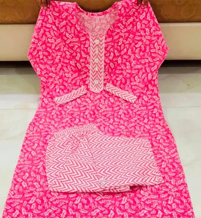 Pink printed Kurti set for women and girls