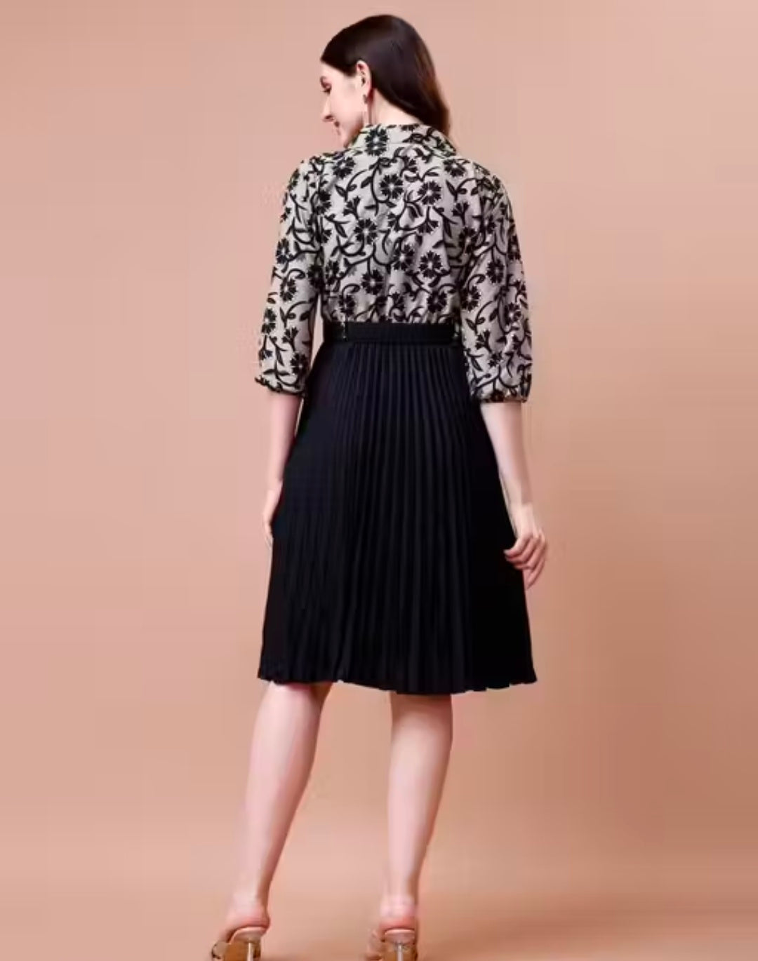 KUDUZO Women Fit and Flare Shirt Collar Dress