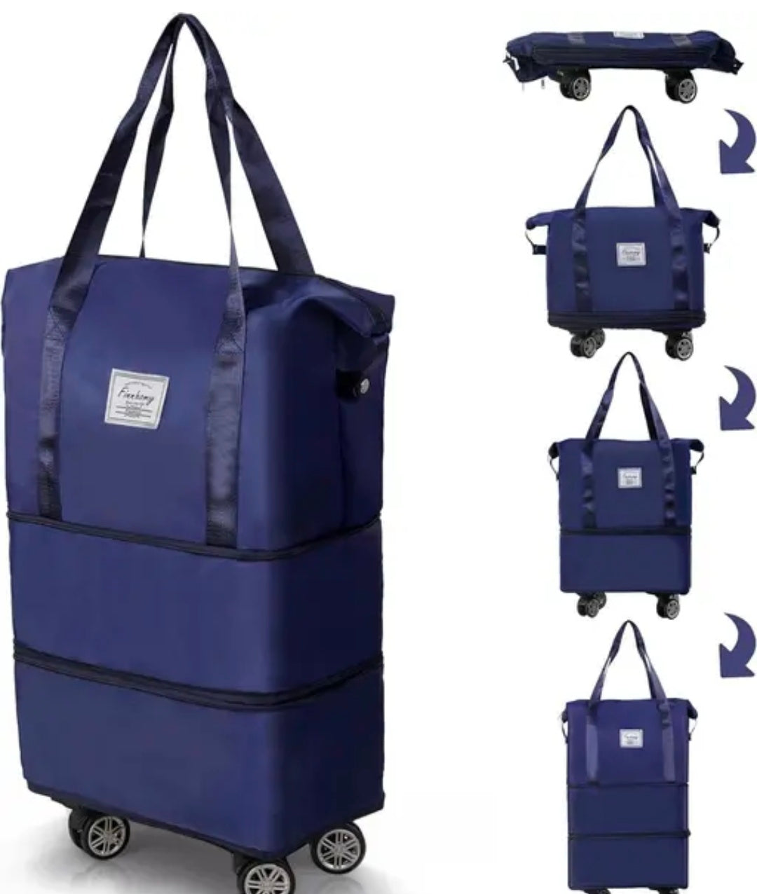 Nylon 61 Cm Travel Duffle Bag With Wheels Expandable Foldable Bag For Travel Waterproof With Rolling Detachable Wheels