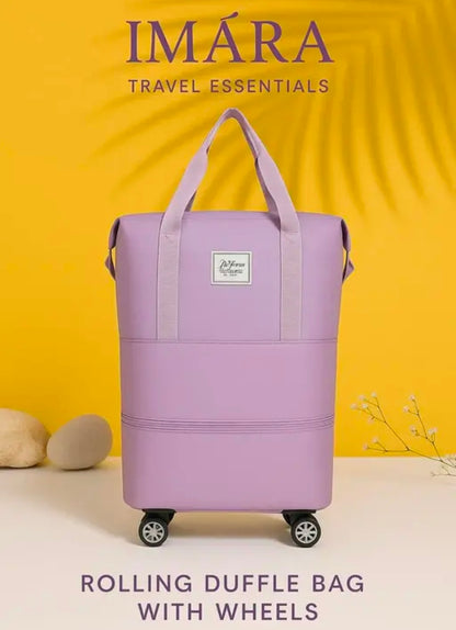 Nylon 61 Cm Travel Duffle Bag With Wheels Expandable Foldable Bag For Travel Waterproof With Rolling Detachable Wheels