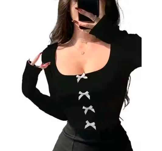 BLACK VELOUR SQUARE NECK SCOOP NECK TOP FOR GIRLS OR WOMEN