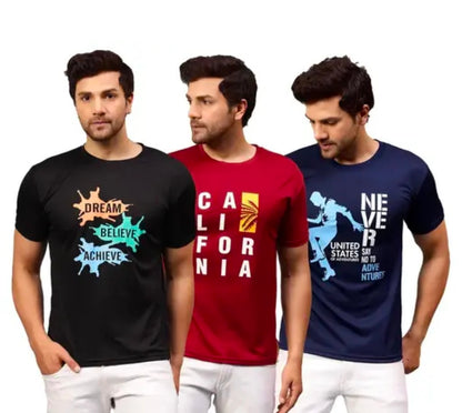 Urbane Glamorous Men Dri-Fit Printed Active Tshirts Combo of 3